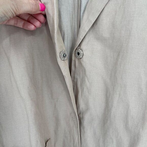 Eileen Fisher Bramble Boxy Crinkle Organic Cotton Steel Blazer Jacket Large Tan - Picture 10 of 15